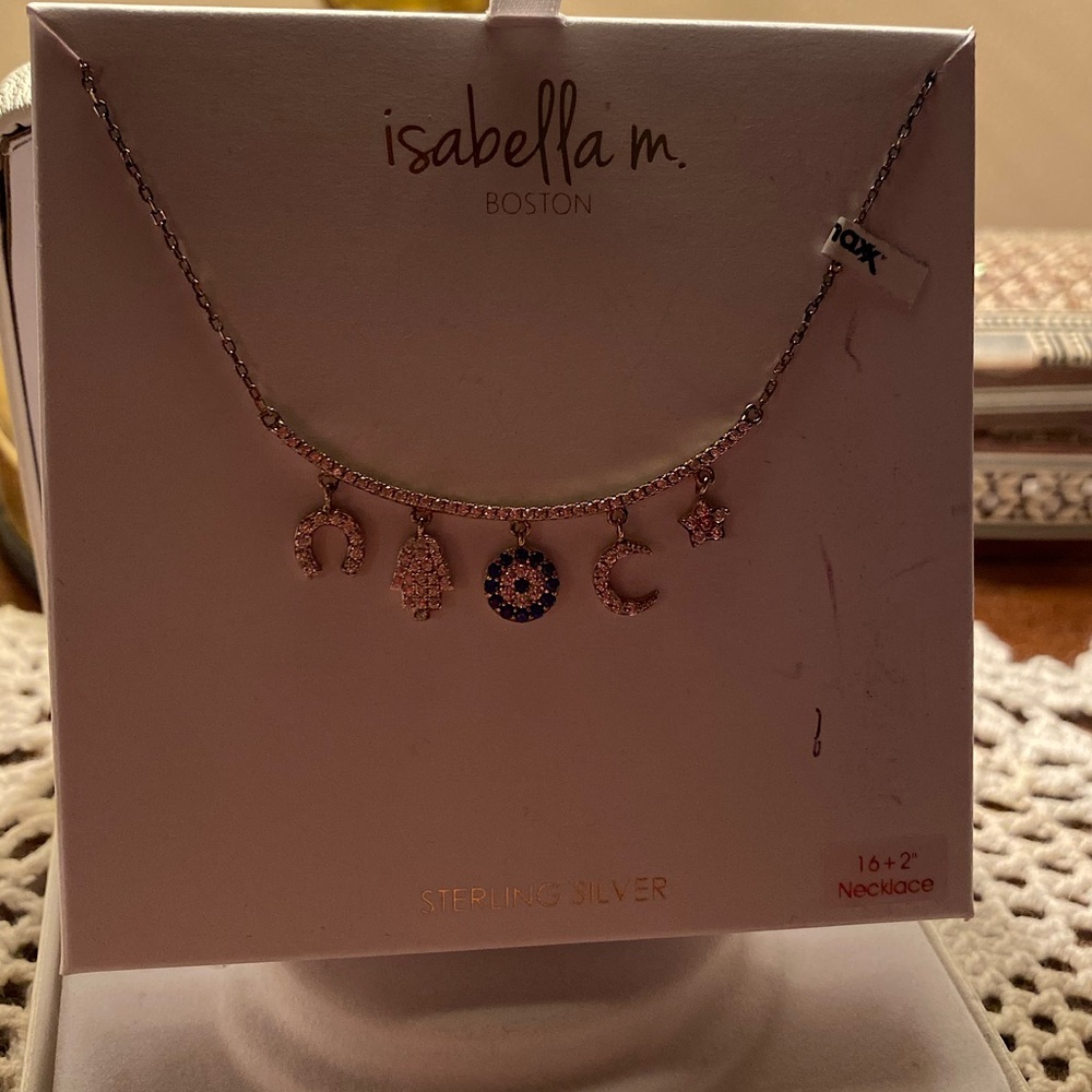 Sterling silver lucky charms Evil eye necklace.